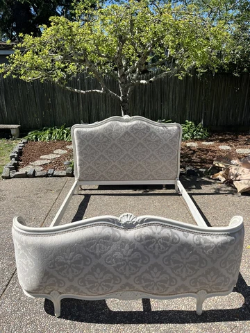 Stunning Antique French Bed - Reupholstered Cover