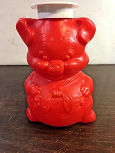 Rotes Kunststoff-Sparschwein, Credit Union mit Deckel, sauber und schön, 6 1/2" - Bild 1 von 8