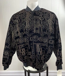 ATTITUDES VINTAGE 1980’s Velvet Bomber Jacket Sparkle Men's Size Large NWT Black - Picture 1 of 12