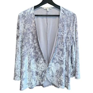 Express x One Eleven Crushed Velvet Cardigan Womens XL Lavender Tie Front - Picture 1 of 10