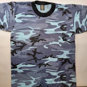 Vintage Tee Swing Blue Urban Woodland Camo Single Stitch Short Sleeve Sz M - Picture 1 of 7