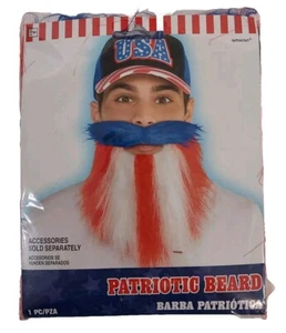 Patriotic USA Beard & Mustache Halloween Costume Adult Size - Picture 1 of 5