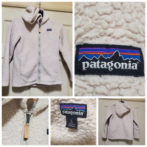 Patagonia Sweater Girls Large 12 Oatmeal Fleece Cozy Los Gatos Outdoor Deep Pile - Picture 1 of 16