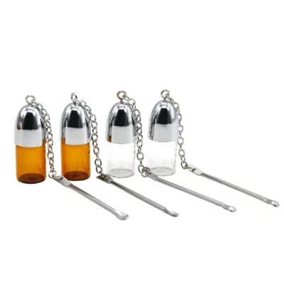 6 x 36mm Travel Dispenser Bottles Mini Glass Storage Bottles - with Small Spoon - Image 1 of 4