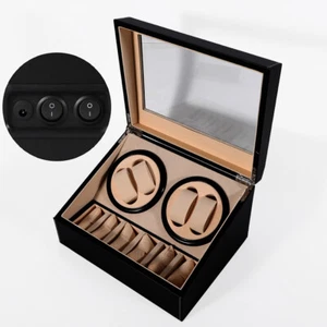 Luxurious PU 4+6 Automatic Rotation Watch Box Leather Storage Watch Winder Case - Picture 1 of 9
