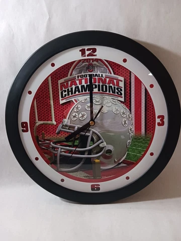 Ohio State Buckeyes 11.5'' Suntime Premium Glass Face Football Helmet Wall Clock Cover