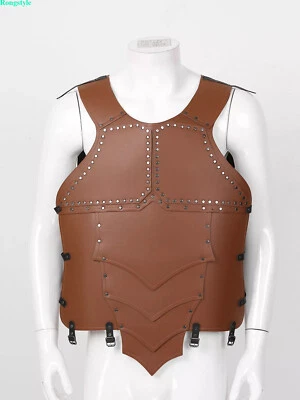 Hombres Medieval Armadura Corporal Caballero Romano Guerrero Disfraz Juegos con disfraces Halloween Ropa de club nocturno Foto 1 de 4