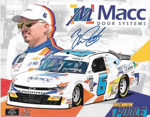 SIGNED 2023 BRENNAN POOLE “MACC DOOR SYSTEMS” #6 NASCAR XFINITY POSTCARD Cover
