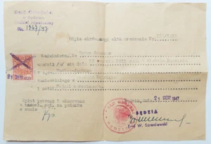 JEWISH MAN BENDIN BEDZIN POLAND DOCUMENT POST HOLOCAUST 1947 - Picture 1 of 1