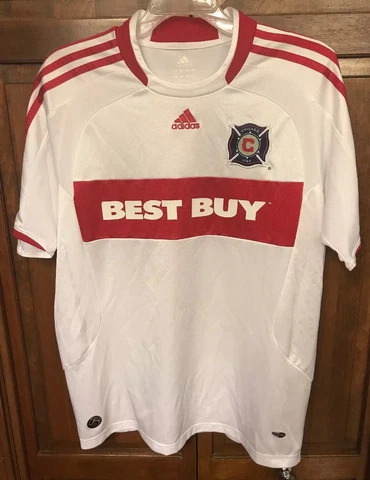 Adidas Chicago Fire Jersey Boys XL Best Buy Blanco Era MLS White Vintage Rare Cover