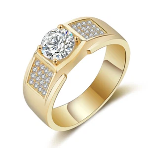 9.32mm Mens AAA Cz White Gold Filled Wedding Engagement Party Band Ring Size7-12 - Picture 1 of 8