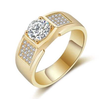 9.32mm Mens AAA Cz White Gold Filled Wedding Engagement Party Band Ring Size7-12 - Image 1 of 4