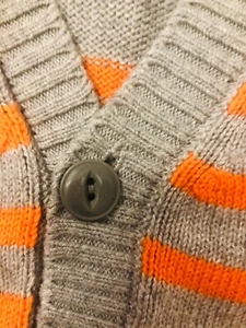 $50 Gap Boy Holiday Gray Orange Stripes Cabled Knitted Cardigan Sweater sz 4 NEW - Picture 1 of 8