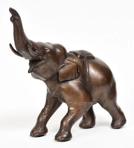 Contemporary Bronze Elephant Trunk Up Sculpture - Picture 1 of 12