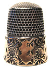 Stern Bros. Sterling 10 Panel Thimble With Gold Band Engraved M J R S C. 1900'S