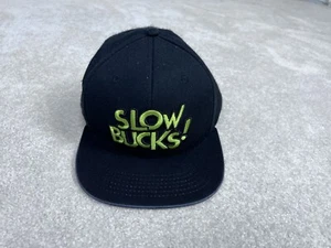 Slowbucks Hat Cap Mens Snap Back Black Green Wool Spell Out Street Wear - Picture 1 of 14