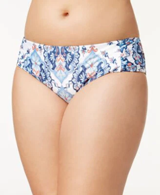 Becca Plus Size Naples Bikini Bottom Blue & White Multicolor  0X (14-16) NWT - Image 1 of 4