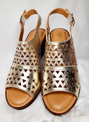 Cuña Bella Vita Deb Champagne Cuero Italiano Corte Láser Talla 10 ¡IMPRESIONANTE! Foto 1 de 4