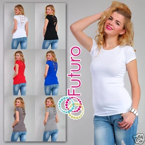 Ladies Top With Lace & Bows Scoop Neck Tunic New T-Shirt Blouse Sizes 8-18 8025 - Picture 1 of 8