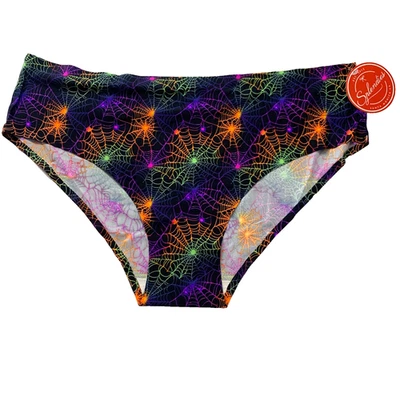 Splendies No Show Bikini Panties Psychedelic Spider Web Halloween 2X Laser Cut - Image 1 of 4