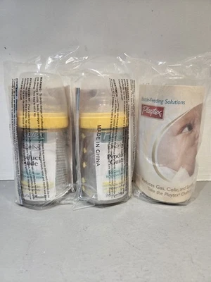 Lot 3 Vintage New Playtex 4 Oz Bottles Nipples With 15 Drop-In Liners Sealed - Image 1 of 3