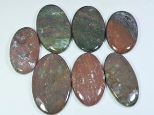 07Pcs Natural Blood Red Bloodstone Oval Cabochon Loose Gemstone Lot 427Cts. - Picture 1 of 7