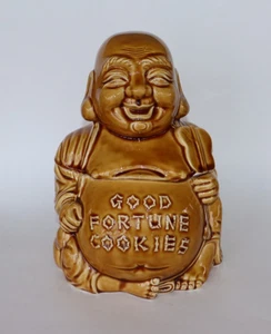 MCM Chinese VTG Happy Buddha  GOOD FORTUNE COOKIE JAR Tilso Ceramic JAPAN - Picture 1 of 14