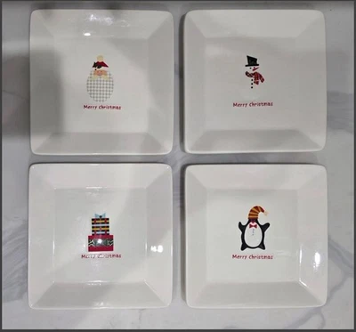 Sue Zulauf 圣诞剪裁 7.5 英寸退役方形沙拉/甜点盘 4 件套 — 第 1/4 张图片