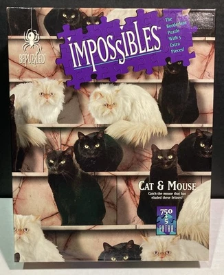 Bepuzzled Impossibles Puzzle CAT & MOUSE 750pcs Borderless Extra Pcs 1994 NEW - Image 1 of 4