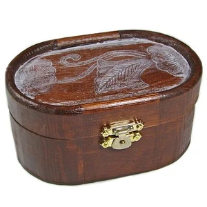 Caja de baratijas decorativa de madera ovalada - Imagen 1 de 22