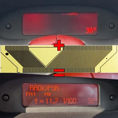 Multi Info Display Anzeige Uhr Reparatur Pixel Folie passend für Peugeot 206 - Bild 1 von 2