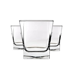 Red Series 10 oz. Square Shaped Whiskey Double Old Fashioned Glass Set of 3