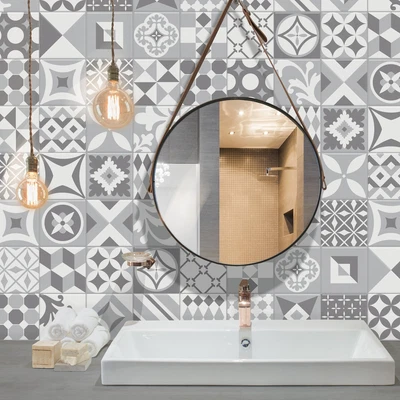 Azulejo inteligente vintage Gallo mosaico gris blanco pelar y pegar salpicadero hágalo usted mismo Foto 1 de 4