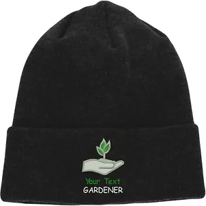 Personalised Embroidered Your Text Gardener Logo Beanie, Cap, Garden Tools - Picture 1 of 3