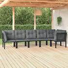 6 Piece Garden  Set Black And Grey Poly Rattan F8v2