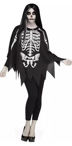 Skeleton Poncho Adult Womens Costume Cape NEW One Size Fits All - Picture 1 of 5