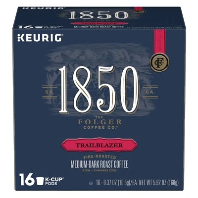 Folgers 1850 Trailblazer Café Keurig 16 a 96 K Tazas Elige Cualquier Tamaño ENVÍO GRATUITO Foto 1 de 2