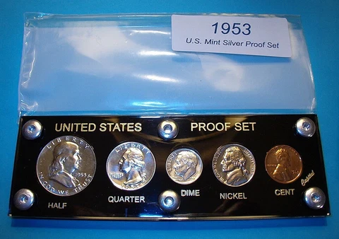 1953 U.S. MINT SILVER PROOF SET DEEP MIRROR FLASHY COINS in CAPITAL DISPLAY Cover