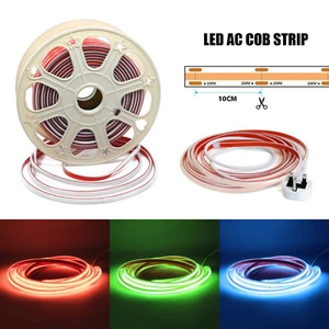 Plug & Play LED AC COB Seamless Spotless Strip Light IP65 Self Adhesive 10cm/Cut - Picture 1 of 13