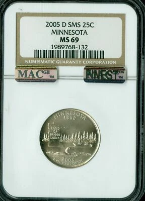 2005 D MINNESOTA QUARTER NGC MS69 SMS MAC FINEST REGISTRY MAC SPOTLESS * - Image 1 of 2