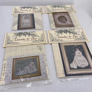 Lavender & Lace Victorian Designs 4 Charts Wedding I Thee Wed Bride White Lace - Picture 1 of 9