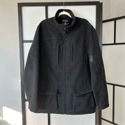 [XL] L.L.Bean Men’s Dark Grey Wool Scandinavian Style Hiking Jacket Zip Pockets - Image 1 of 4