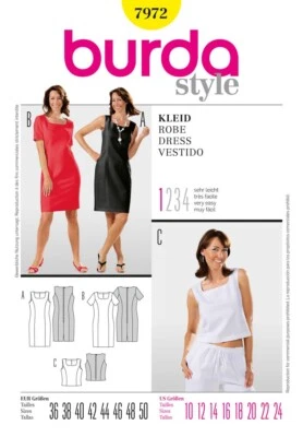 BURDA 7972 DRESS & TOP Ladies PLUS Sewing Pattern Sizes 12-24 Skill: VERY EASY - Image 1 of 4