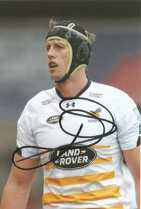 WASPS RUGBY UNION: JAMES GASKELL SIGNED 6x4 ACTION PHOTO+COA - Picture 1 of 1