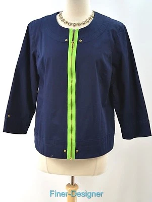 Blazer Linea Louis Dell'Olio Costura Expuesta Cremallera Detalle Abrigo Ligero Top L QVC NUEVO Foto 1 de 4