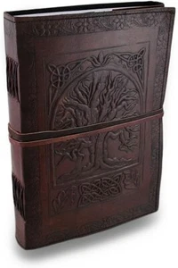 Vintage Leather Journal Tree Embossed Diary and Diaries 10" Embossed Leather - Picture 1 of 3