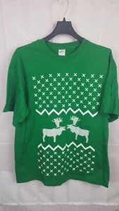 Vintage T-Shirt Gr. XL grün Ugly Christmas Rentier Alstyle  - Bild 1 von 5