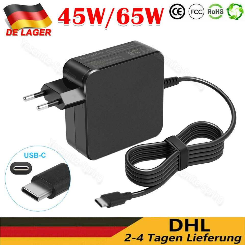 45W 65W USB C Type C PD Wandstecker Netzteil Ladegerät für Laptop Notebook PC - Bild 1 von 4