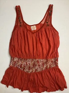 Free People Women Medium Top Sleeveless Tank Floral Pink Boho Embroidery NYC - Picture 1 of 10