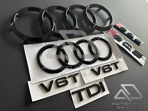 Audi SQ5 Gloss Black Pack Complete Set Kit Front Rings Badge Grill Emblem UK - Picture 1 of 2